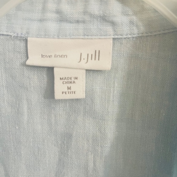 j. jill Love Linen Button Down Long Sleeve Shirt Light Blue Size M - Picture 9 of 9